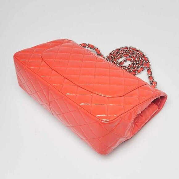 Chanel Pink Quilted Patent Leather Classic Jumbo Double Flap Bag - Picture 10 of 11